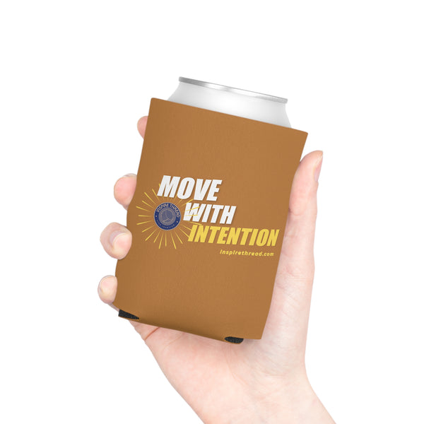 "Move with Intention" Brown Can Cooler