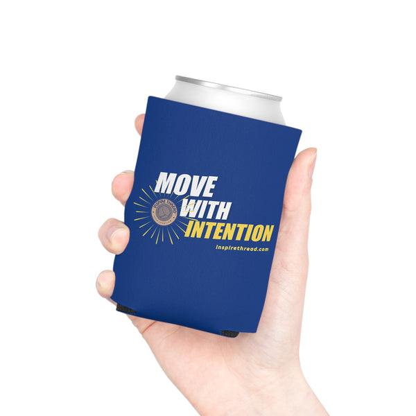 "Move with Intention" Blue Can Cooler