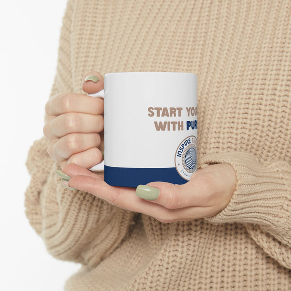 “Start Your Day With Purpose” – Inspirational Ceramic Coffee Mug | Motivational Gift for Coffee Lover