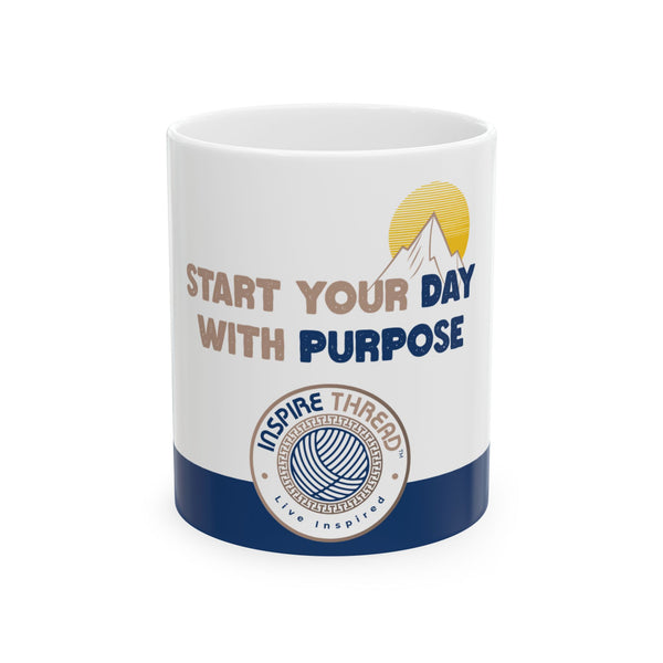 “Start Your Day With Purpose” – Inspirational Ceramic Coffee Mug | Motivational Gift for Coffee Lover